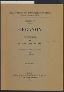 Thumbnail view of Organon: Catégories, De L'interprétation