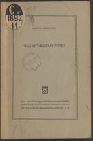 View bibliographic details for Was ist Metaphysik