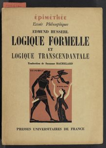 Thumbnail view of Logique formelle et logique transcendantale