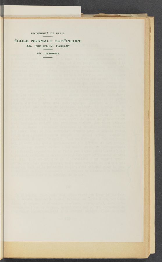 Page text (OCR generated): UNIVERSITE DE PARIS
COLE NORMALE SUPERIEURE
45' RUE D’ULM. PARIS-5'
TEL. 033-06-45