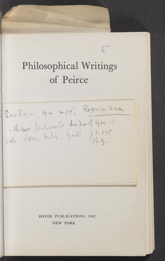 Page text (OCR generated): g—uw ,
- gnaw:
Philosophical Writings
of Peirce
‘2
j) a
?
r
,
i; ; \
4“
i,
1 A
i '
;.
4 , is-
w. v’ \
\
I
" V a .x- .‘ rs'qrtm‘ ' Ai‘w-J -:~ ; - m b“ 1‘ “-""‘ 9-61
DOVER PUBLICATION
NEW YORK