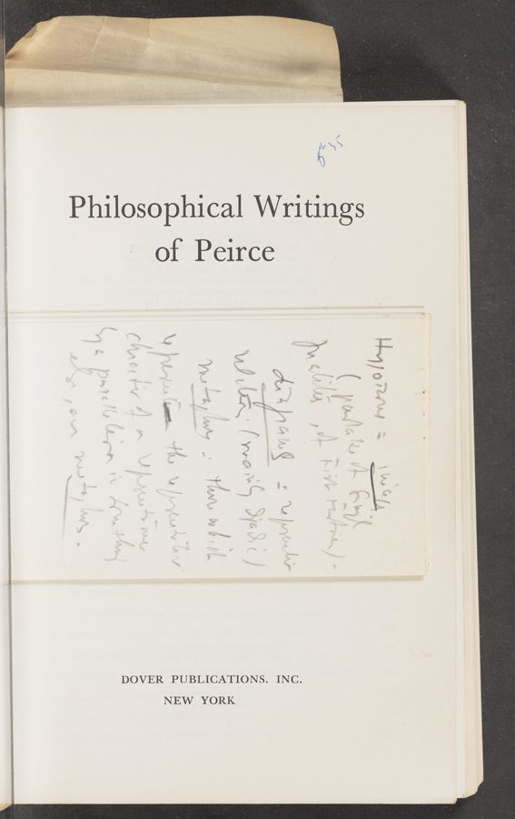 Page text (OCR generated): 1". ,
va'V {:41
Philosophical Writings
" of Peirce
“'1‘
.rM
\ iv
/ ' ‘ w ‘ “a. g
( ,
4-
mm ;.
"hr
‘ 4‘,
. a» v .
”ff/J
f"
“I.
"x" 2'2- 3 .
DOVER PUBLICATIONS. INC.
NEW YORK
1w.