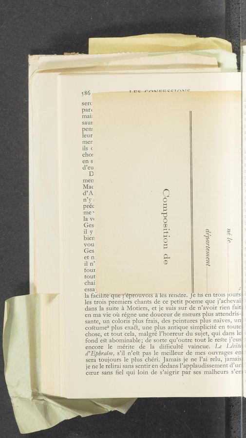Page text (OCR generated): 586 T 11¢: annnccwmmc
serc
pan
mai:
saui
pen:
leur
mer.
ils (
ch05
en 8
d’eu
D
men
Mac
d’A.
fl’y ;
préc
me ‘
la Vt
Ges
il y
bien
vou
Ges
et n
i1 11’
four
tout
Chai
essa; E ;
la facihte que féprouvms a les rendre. )e 113 en tr01s )ours -
les trois premiers Chants de ce petit poeme que j’achevaiir
dans la suite 231 Motiers, et je suis sur de n’avoir rien faith ‘
en ma Vie ou régne une douceur de maiurs plus attendris-é:
sante, un coloris plus frais, des peintures plus naives, uni,
CO§CLUI1€3 plus exaé‘c, une plus antique simplicité en toutei
chose, et tout cela, malgré l’horreur du sujet, qui clans lei .
fond eé’c abominable; de sorte qu’outre tout le reste j’eus?‘
encore le mérite de la difﬁculté vaincue. Le Le’zl'z'z‘el: \
d’Ep/ymé'm, s’il n’esT pas le meilleur de mes ouvrages en};
sera tou10urs le plus Cheri. Jamais je ne l’ai relu, jamais;
1e ne le reliral sans sentir en dedans l’applaudissement d’unéi '
coeur sans ﬁel qu1 lo1n de s’aigrir par ses malheurs s’enij: .‘
so; ya
9p mogusoduxog
"'“Juawazwdpp
,,
L \’